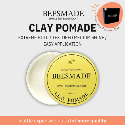 BEESMADE Clay Pomade - Most Easy Wash Hair Clay with Avocado Extract